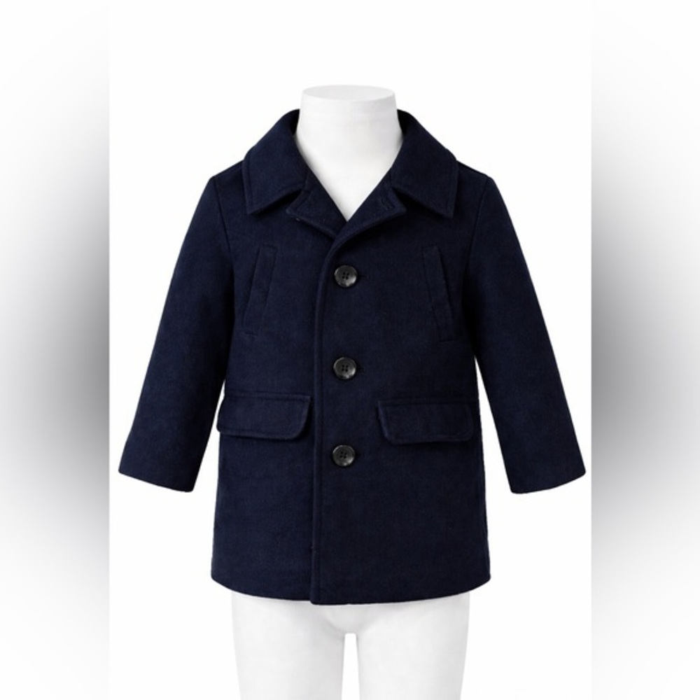 London Fog Kids Navy Pea Coat Size M 5/6 Double Breasted